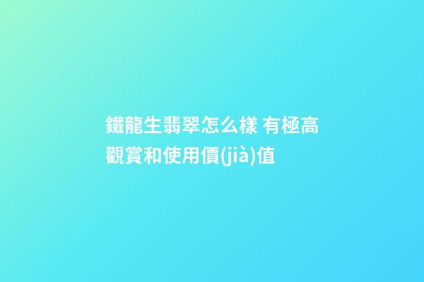 鐵龍生翡翠怎么樣 有極高觀賞和使用價(jià)值